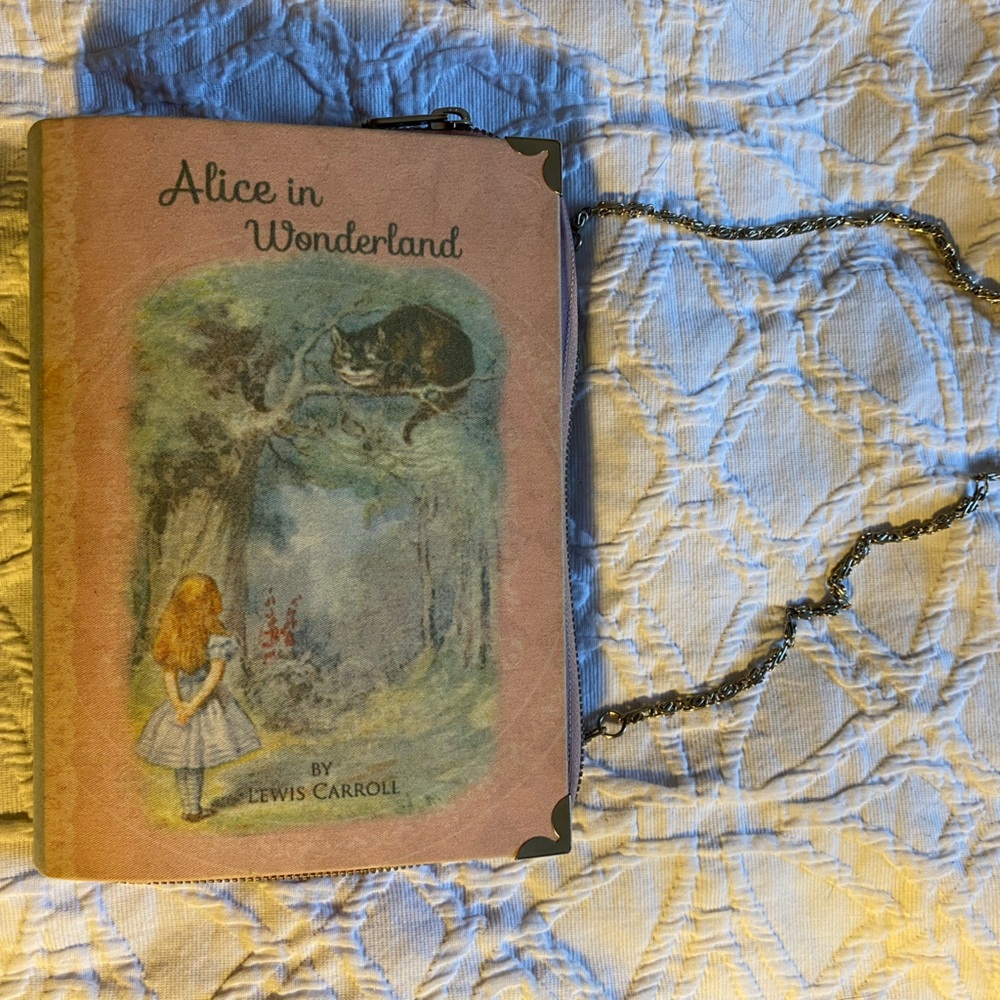 Alice in Wonderland book style clutch purse